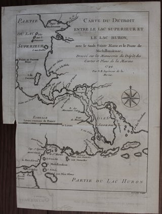 Item #7580 Carte du Detroit entre le Lac Superieur et le Lac Huron, ave le Sault Sainte Marie et...