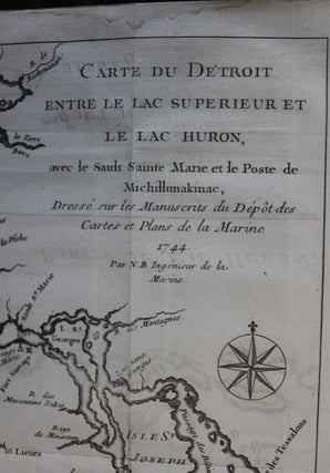 Carte du Detroit entre le Lac Superieur et le Lac Huron, ave le Sault Sainte Marie et la Poste de Michillimakinac, Dresse sur les Manuscrits du Depot des Cartes et Plans de la Marine
