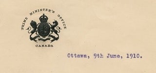 Wilfrid Laurier "in office" 1910 typed letter signed