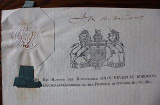 Thomas Edward Aikenhead legal / reference document from Lieutenant Governor of Ontario John Beverley Robinson