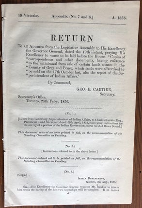 Item #7918 Appendix (No. 7 and 8) RETURN: To an address from the Legislature Assembly to His...