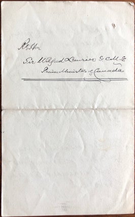 Autograph Letter Signed by Wilfrid Laurier while in office as Prime Minister of Canada, to Sir Frederick Young