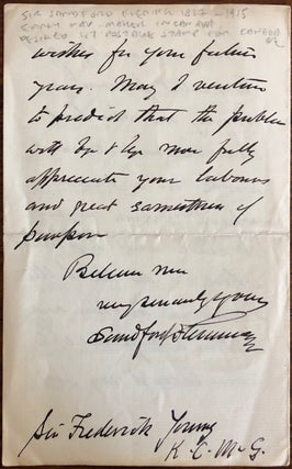 Sandford Fleming 4pp. holograph letter signed to Sir Frederick Young