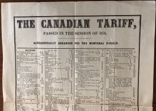 The Canadian Tariff passed in the Session of 1858. Alphabetically Arranged for the Montreal Herald broadside
