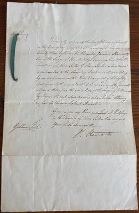 Item #8109 James Stewart, Nova Scotia manuscript document with signature of James Kempt. James...