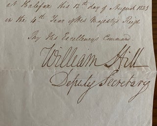 James Stewart, Nova Scotia manuscript document with signature of James Kempt.
