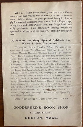 Catalogue No. 16 [June, 1903] Goodspeed's Book Shop Autographs