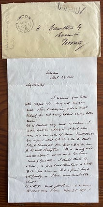 Item #8148 Judge William Elliot manuscript letter to Toronto barrister Henry Cawthra. Judge...