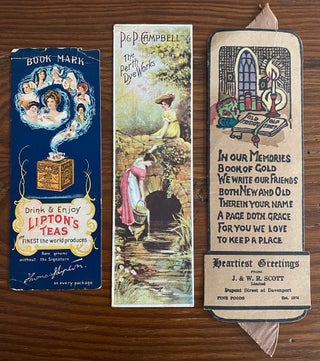 Item #8164 Three Canadian bookmarks, one each for Lipton Teas, P&P Campbell and J. & W. R. Scott...