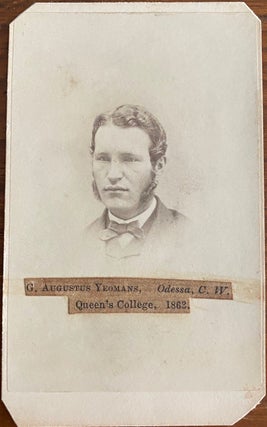 Item #8165 George Augustus Yeomans inscribed on reverse Carte-de-Visite (CDV). George Agustus...