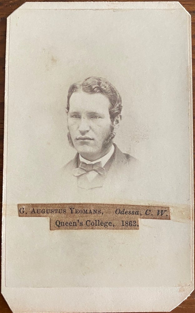 Item #8165 George Augustus Yeomans inscribed on reverse Carte-de-Visite (CDV). George Agustus YEOMANS.