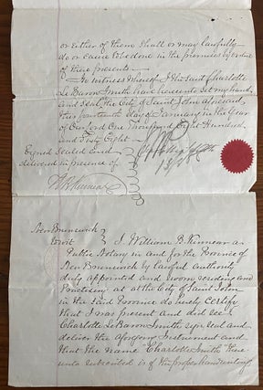 Manuscript signed document, four pages granting Power of Attorney by Charlotte LeBaron Hazen