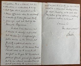 Arthur Charles Hamilton-Gordon, 1st Baron Stanmore three page autographed letter marked Private Confidential
