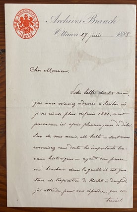 Item #8174 Joseph-Etienne-Eugene Marmett Autograph letter signed (ALS). Joseph-Etienne-Eugene...