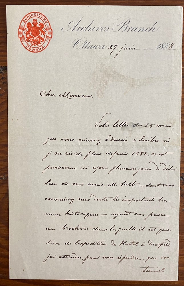 Item #8174 Joseph-Etienne-Eugene Marmett Autograph letter signed (ALS). Joseph-Etienne-Eugene MARMETTE.