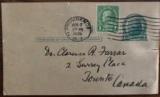 George Alder Blumer autograph letter signed, on reverse of a postcard.