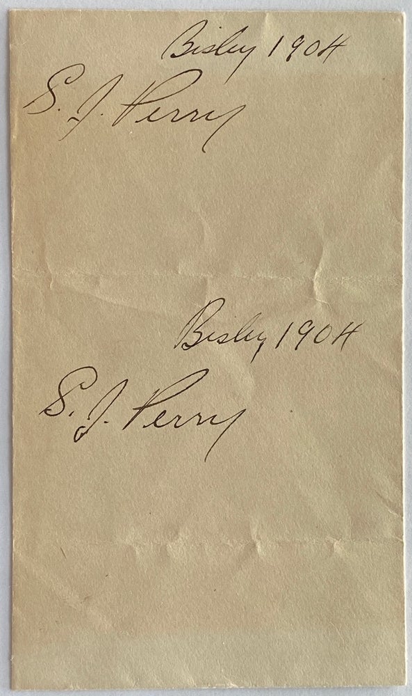 Item #8200 Two Private S.J. Perry signatures of the 6th Regiment, The Duke of Connaught's Own Rifles, Vancouver. Sergeant Samuel J. PERRY.