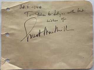 Item #8205 Ernest MacMlllan Signature and inscription to Gordon Mcintyre. Sir Ernest MACMILLAN,...