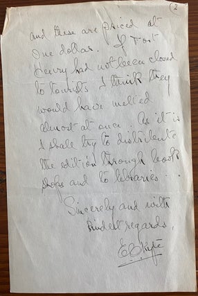 E.C. Kyte autograph letter signed, to Rupert Davies