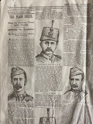 Seven "The Globe" and One "The Toronto Daily Mail" newspapers, with each issue reporting on the North-West (Louis Riel) rebellion