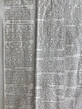 Seven "The Globe" and One "The Toronto Daily Mail" newspapers, with each issue reporting on the North-West (Louis Riel) rebellion