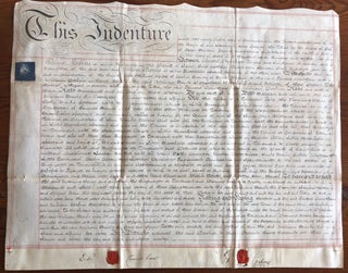 Item #8223 1786 Indenture parchment agreement with William Perkins and Edward Crawshaw. William...