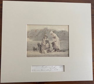 Item #8284 Albumen photo circa 1880's of Queen Victoria with Princess Beatrice and a Group of 4...