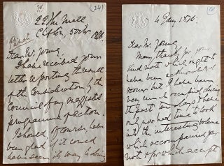 Item #8338 Two 3pp. holograph letters from John Forbes Watson to Frederick Young. John Forbes...