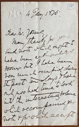 Two 3pp. holograph letters from John Forbes Watson to Frederick Young