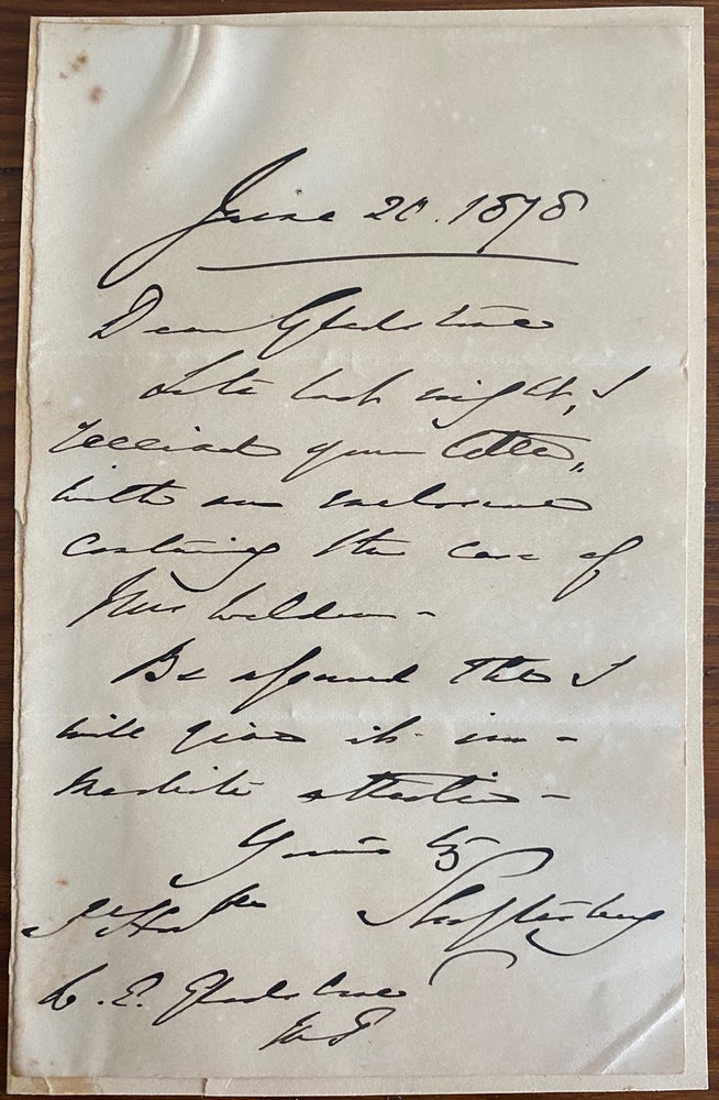 Item #8344 Holograph letter from Anthony Ashley Cooper, 7th Earl of Shaftesbury. Anthony Ashley COOPER, 7th Earl of Shaftesbury, William Ewart GLADSTONE, provenance.