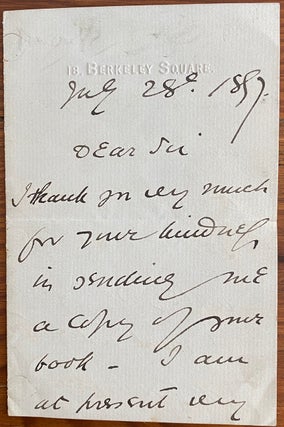 Item #8349 Holograph 3pp. letter dated July 28 1897 to an unnamed recipient. Sir Squire BANCROFT,...