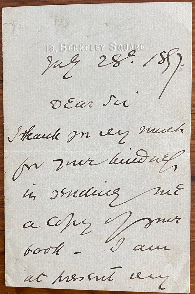 Item #8349 Holograph 3pp. letter dated July 28 1897 to an unnamed recipient. Sir Squire BANCROFT, Squire White Butterfield.