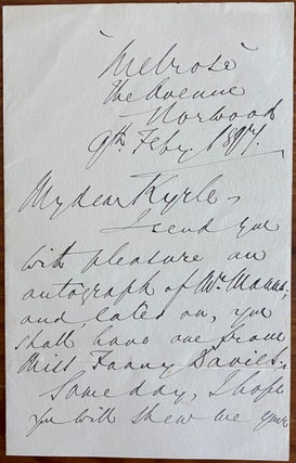 Item #8355 Holograph letter from Alfred James Eyre. Alfred James EYRE
