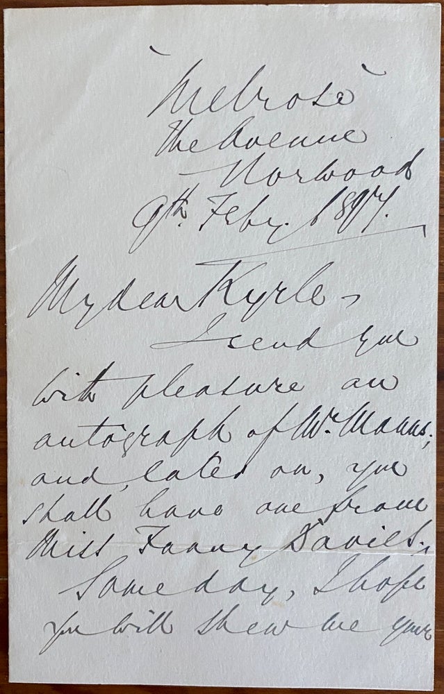 Item #8355 Holograph letter from Alfred James Eyre. Alfred James EYRE.