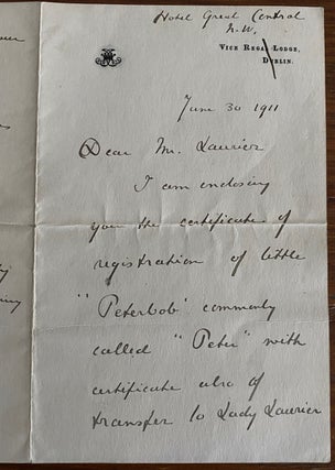 Item #8368 Manuscript letter from Lady Ishbel Aberdeen to Wilfrid Laurier. Lady ABERDEEN, Sir...