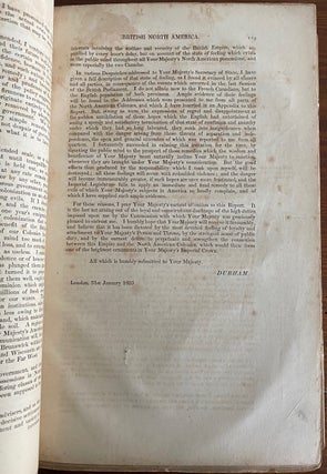 Report on the Affairs of British North America from the Earl of Durham. Folio. 1st edition, [bound with] the 5 Appendices A to E inclusive [Lord Durham Report]