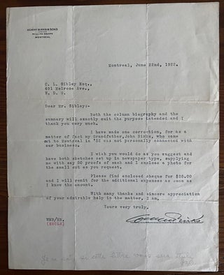 Item #8502 William M. Birks typed letter signed. William M. BIRKS