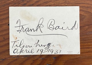 Item #8584 Frank Baird signed card. Frank BAIRD