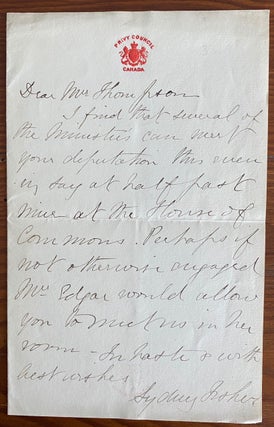 Item #8587 Sydney Fisher Autographed letter signed. Sydney Arthur FISHER