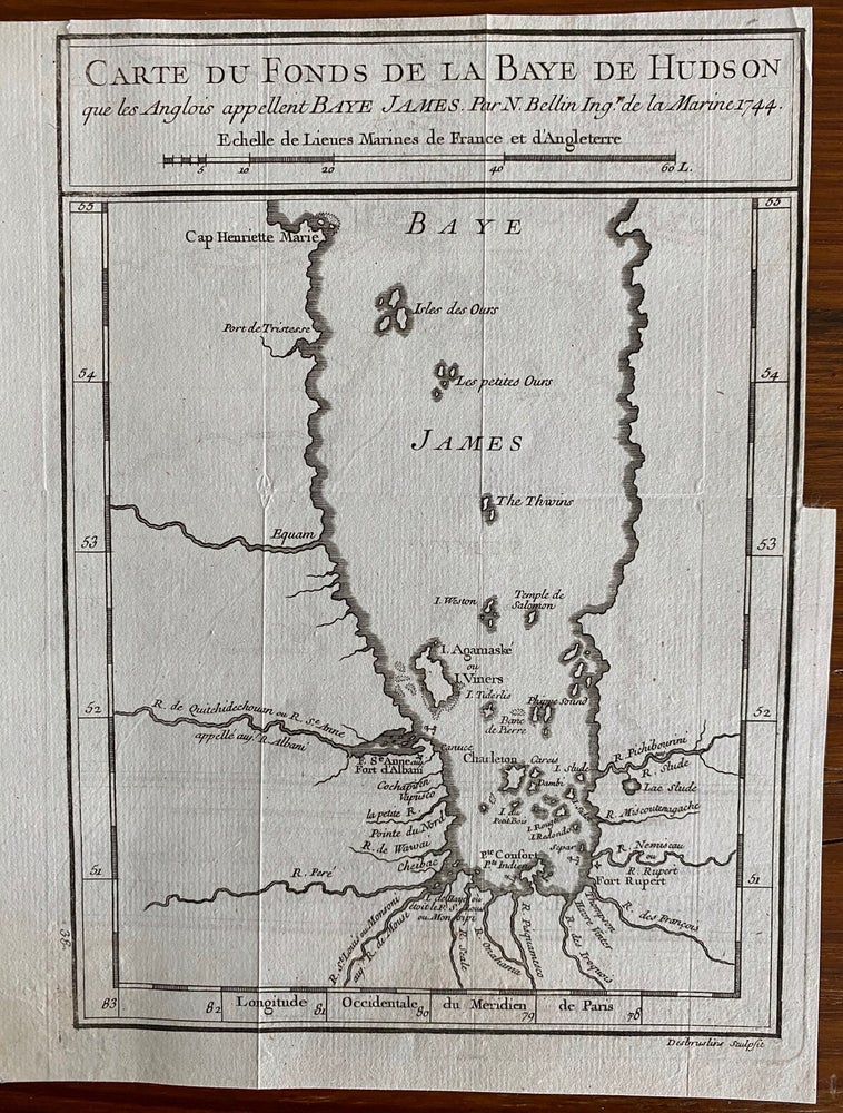 Item #8623 Carte du fonds de la Baye de Hudson, que les Anglois appellent Baye James. Jacques Nicolas BELLIN, cartographer.