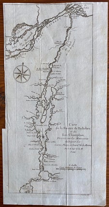 Item #8626 Carte de la Riviere de Richelieu et du Lac Champlain. Jacques Nicolas BELLIN,...