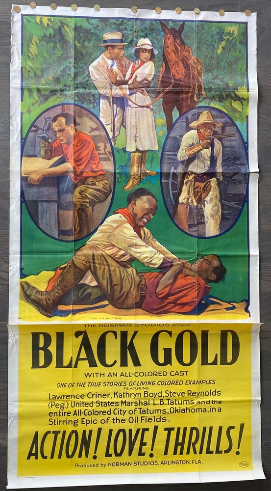 Item #8630 Black Gold Three Sheet large poster (41x81 inches) (3 original flat sections). Richard Edward NORMAN, John Laurence CRINER, American, Kathryn BOYD, Steve REYNOLDS.