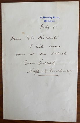 Item #8671 ASL Stafford Henry Northcote to Benjamin Disraeli. Charles Cecil John MANNERS, 6th...