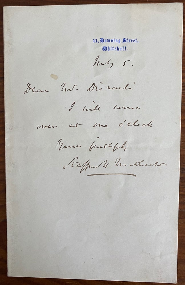 Item #8671 ASL Stafford Henry Northcote to Benjamin Disraeli. Charles Cecil John MANNERS, 6th Duke of Rutland.