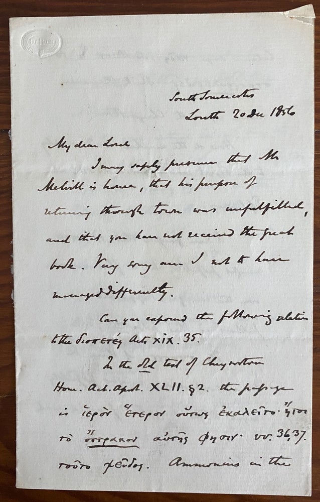 Item #8673 ALS from Frederick Martin to Lord? Rev. Frederick  MARTIN, 1803/.