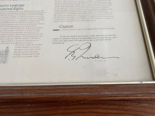 Canadian Charter of Rights and Freedoms signed and dated 1982 by then Prime Minister P.E. (Pierre Elliot) Trudeau and also signed by Jean Chrétien