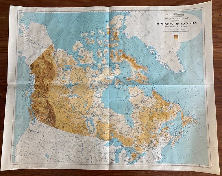 Item #8733 Orographical Map of the Dominion of Canada and Newfoundland. Department of Mines and Resources.