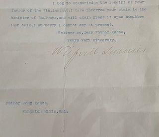 Wilfrid Laurier Typed Signed Letter