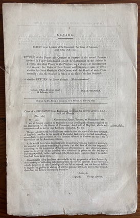 Item #8776 Canada. Return to an Address of the Honourable The House of Commons, dated 8 May 1838...