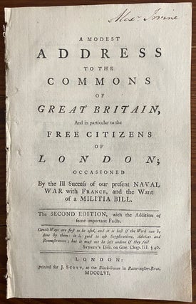 Item #8779 A modest address to the Commons of Great Britain, and in particular to the free...